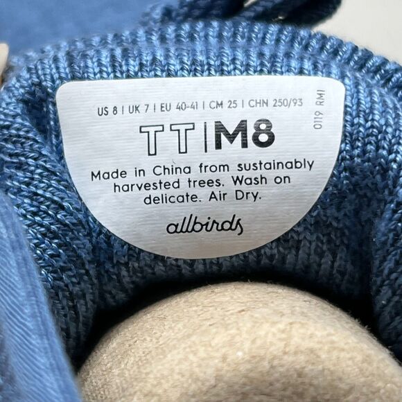 Allbirds Tree Topper Blue Mesh Casual High Top Sneakers Shoes Men's US 8 NWB - Picture 8 of 9